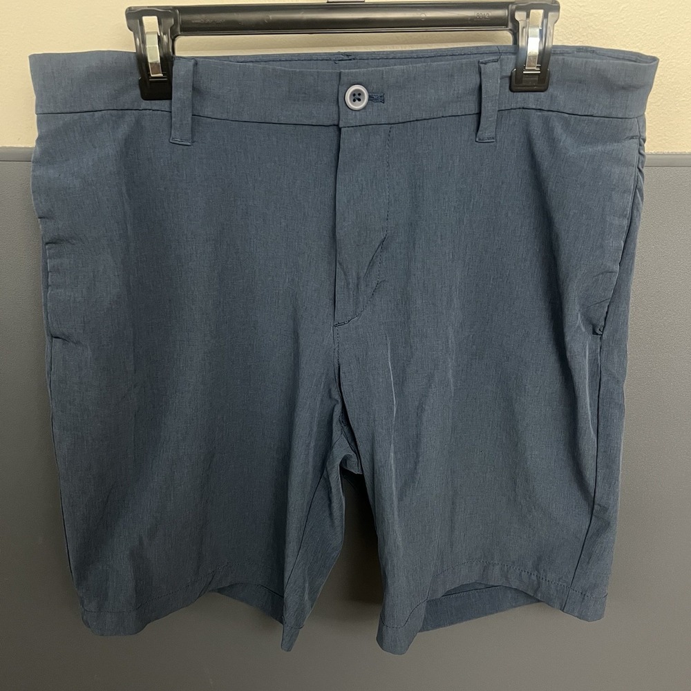 IZOD Men's HYBRID Performance SHORTS QUICK DRY 4 Way Stretch Blue Sz 34 9" Insea